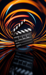 场记板与流光特效背景3D渲染