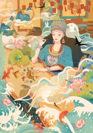 国潮非遗插画刺绣传统手工艺插画