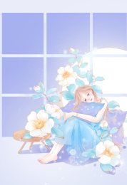 女孩和花丛