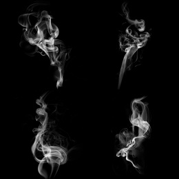 黑色背景烟雾缭绕雪茄烟热气