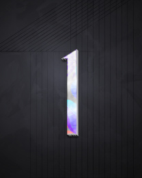 炫彩银色立体数字1黑色质感底纹背景海报