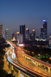 中国上海延安高架立交城市建筑风光夜景