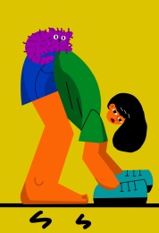 复古女生和猫手穿鞋