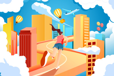 冲刺跑步插画矢量图