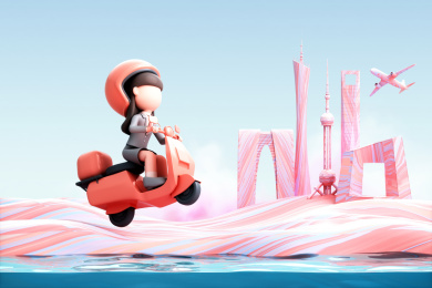 3D渲染的可爱女孩