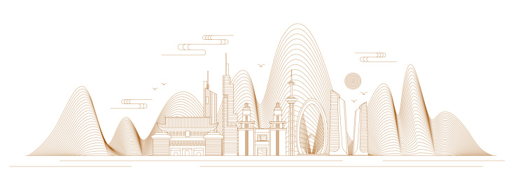 南京线条矢量插画