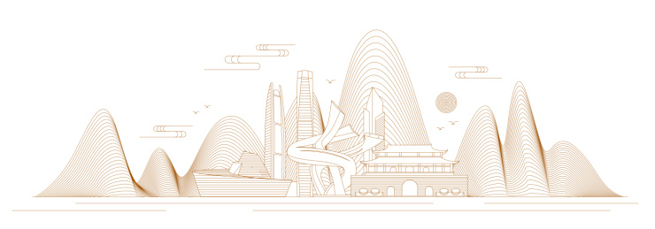 东莞线条矢量插画