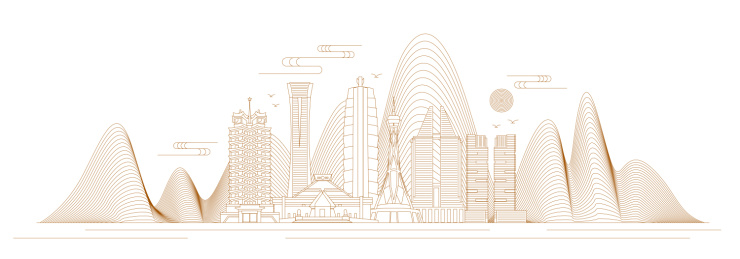 郑州线条矢量插画