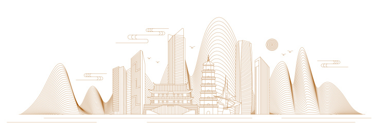 福州线条矢量插画