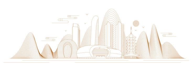 湖州线条矢量插画