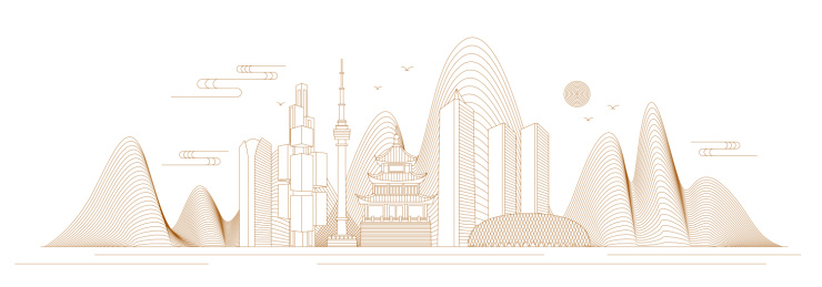 贵阳线条矢量插画