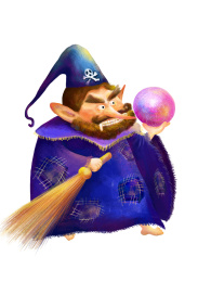 蓝衣巫师与水晶球 巫师