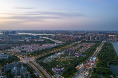 中国河南郑州中央商务区CBD城市风光