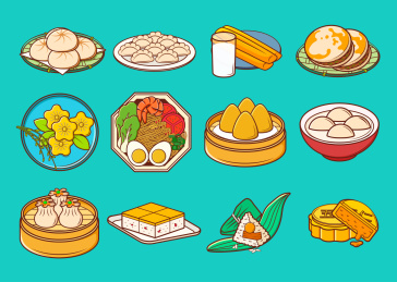 中式美食潮流插画