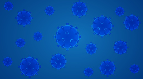 蓝色冠状病毒矢量插画概念图