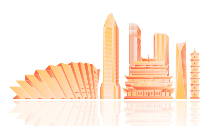 温州金融建筑城市矢量图