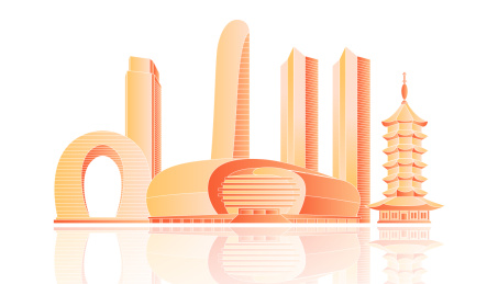 湖州金融建筑城市矢量图