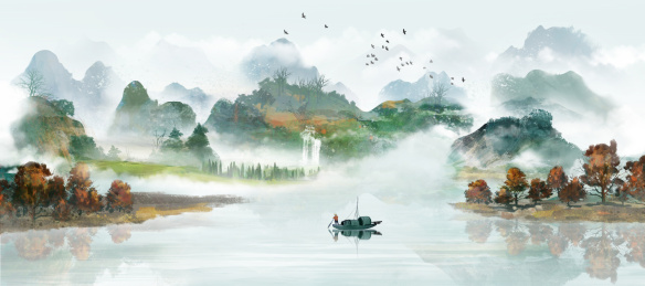 写意意境风景山水画