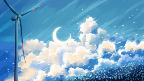 唯美治愈天空云层月亮背景