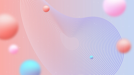 渐变虚化的球形和曲线组合 抽象概念背景