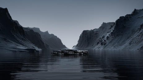 超现实山川地貌峡谷科技深色外星元宇宙背景