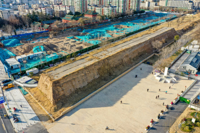 航拍中国河南郑州商代遗址城垣土城墙