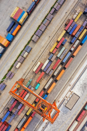 航拍中国郑州国际陆港郑州铁路口岸集装箱堆场