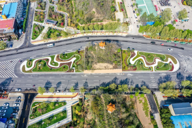 航拍中国河南新郑郑韩故城遗址公园城墙