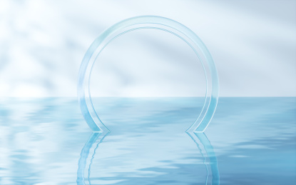 蓝色水面与圆环3D渲染