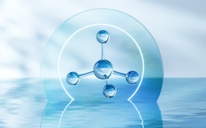 水面上的分子3D渲染