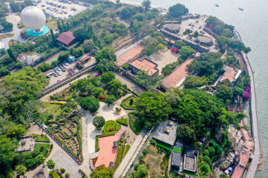 航拍中国福建厦门胡里山炮台历史遗迹