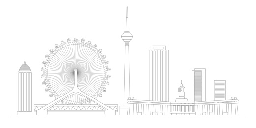 天津地标建筑描边插画