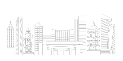 无锡地标建筑描边插画