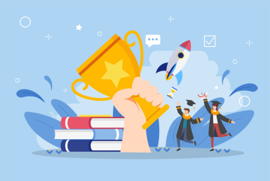 毕业季学生矢量插画