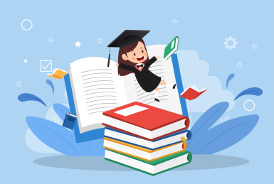 学生学习教育概念插画