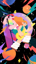 音乐节上唱歌弹吉他的女孩