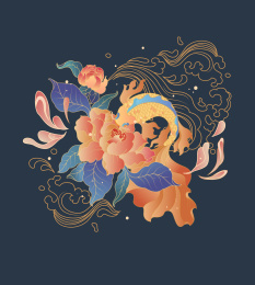 传统海浪花卉元素