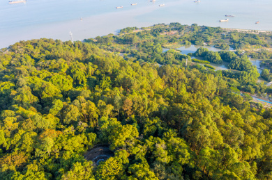 航拍中国广东广东广州南沙区大角山炮台遗址虎门炮台
