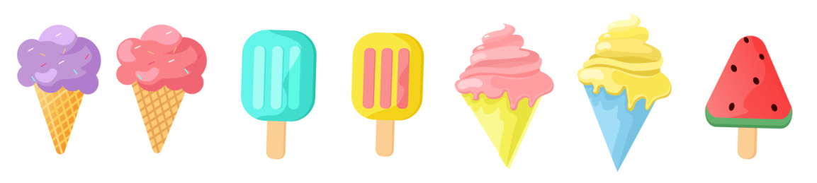 卡通暑假瓜冰淇淋矢量插画夏至立夏