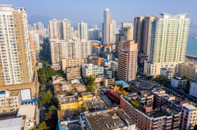 航拍中国广东省珠海市香洲区城市建筑街景