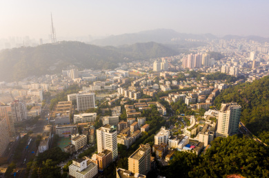 航拍中国广东省珠海市香洲区城市建筑街景
