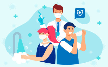 抗击疫情戴口罩打疫苗勤洗手