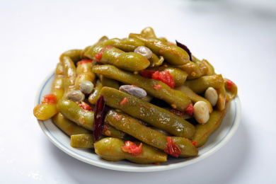 家常菜肴美食西红柿炒青豆豆角