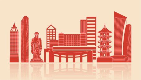 无锡城市剪纸矢量图