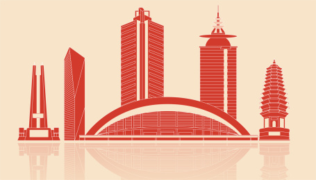唐山城市剪纸矢量图