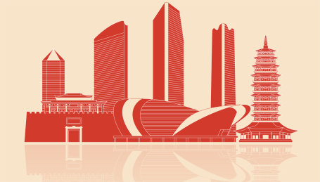 金华城市剪纸矢量图