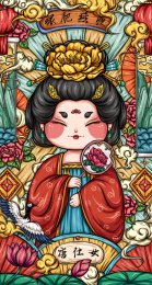 国潮插画唐代仕女