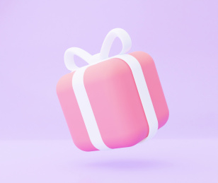 三维可爱风粉色礼物盒素材