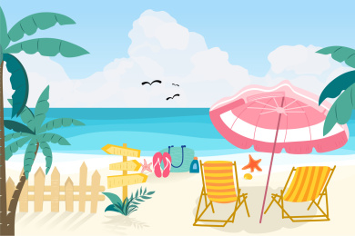 卡通夏天度假海边背景