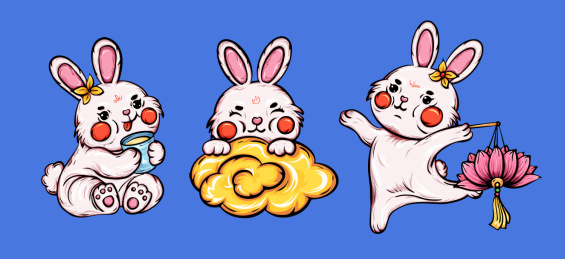 三只国潮小兔子